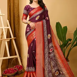 DIVASTRI Ethnic Motifs Printed Banarasi Saree-picture-24