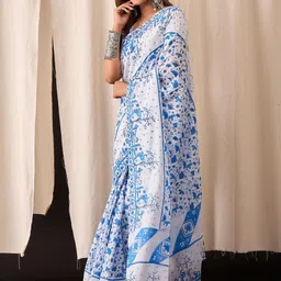 HERE&NOW Ethnic Motifs Pure Cotton Handloom Block Print Saree image 4