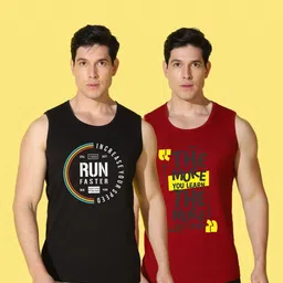 WOOSTRO Men Pack Of 2 Typography Printed Scoop Neck Cotton Slim Fit T-shirts image 4