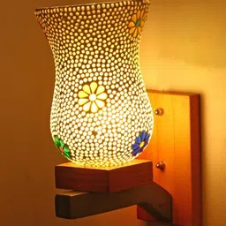 1ST TIME Multicoloured & White Textured Wood Abstract Shaped Shaped Wall Lamp-image-91