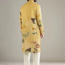 KALKI Fashion Men Printed Regular Linen Kurta with Trousers image 3