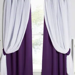 BFAM Purple Set of 2 Floral Black Out Long Door Curtain-picture-31