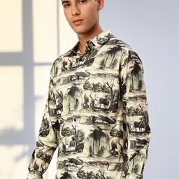 SZN Men Regular Fit Animal Print Casual Shirt image 3