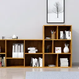 HEXA RED Brown Wooden Book Shelf image 2