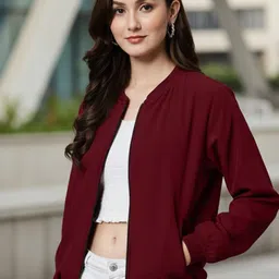 Leotude Women Fleece Outdoor Bomber Jacket image 2