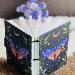 nizam handcraft moon luna moth Printed Diary Notebook With Lock Clasp For Gift/Office A5 Diary 200 200 Pages image 2