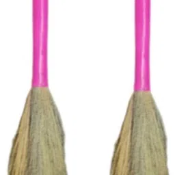 buwas PINK COLOUR BROOMS LONG SOFT GRASS DRY pack of 2 Grass Dry Broom image 3