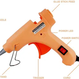 nuten 20 WATT PEACH BEST GLUE GUN WITH FREE (5 TRANSPARENT-5 FLOUROSCENT-5 GLITTER) GLUE STICK Standard Temperature Corded Glue Gun image 3