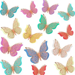 Multicolor 3D Double Layer Butterfly Sticker for Home, Birthday, Wall Sticker Decor-image-60