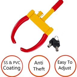 maties Red/Yellow Anti Theft Wheel Lock With Key For Car Extra Safety -310 Universal Wheel Lock Protector With Keys For Car/Bike/Scooty -310 Wheel Lock image 5
