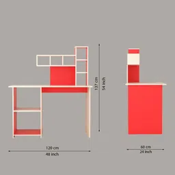 wood you Willow Study Table In Red Colour image 2