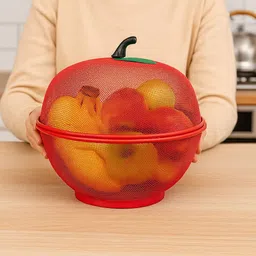 vahicha Apple Shape Fruits &f Vegetables Basket for Kitchen With Net Cover Stainless Steel Fruit & Vegetable Basket-picture-11