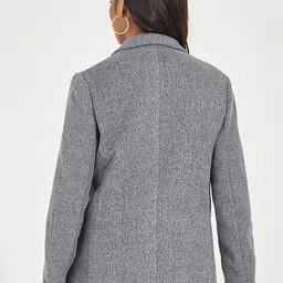 Styli Notched Lapel Double Breasted Longline Casual Blazer image 3