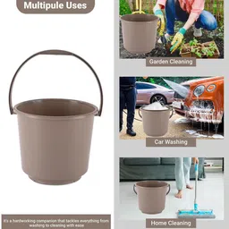 Kuber Industries Brown 3 Pieces Multi Purpose Small Bucket- 5ltr image 5