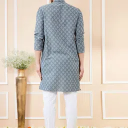 See Designs Ethnic Motifs Woven Design Mandarin Collar Straight Kurta With Pyjamas image 5