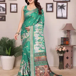 The Textile Hub Ethnic Motifs Printed Zari Saree-image-65