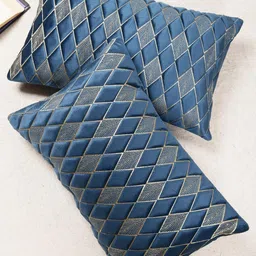 monkdecor Designer Rectangle Cushion Covers 12x18 Set of 1 | Premium Velvet Sofa Throw Pillow Covers | Stylish Modern Home Dcor | Blue Color image 2