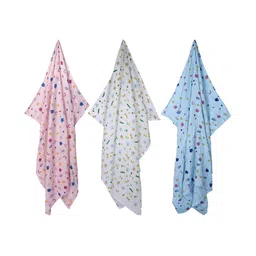 MAFATLAL Kids Baby Set Of 3 Printed Pure Cotton Muslin Breathable Swaddle Wrapper image 5