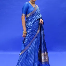 CANIZZARO Woven Design Zari Silk Blend Banarasi Saree-picture-13