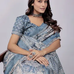 RACHNA Floral Printed Bhagalpuri Ready To Wear Saree image 5