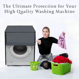 Star Weaves Grey & Black Waterproof Front Load Washing Machine Cover With Zipper image 3