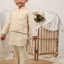 Sangria Boys Woven Design Kurta With Pyjamas & Nehru Jacket image 5