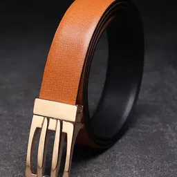 WINSOME DEAL Men Push Pin Closure Textured Formal Belt image 1