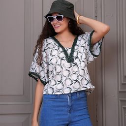 BAESD Women Printed V-Neck Crepe Top-picture-4