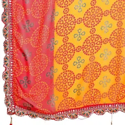 LeeliPeeri Designer Bandhani Printed Mirror Work Saree image 2