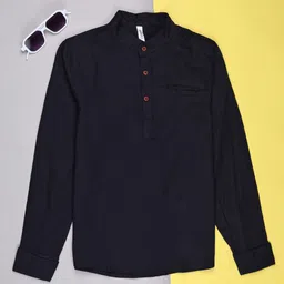 V-Mart Boys Solid Mandarin Collar Cotton Slub Casual Shirt-image-69