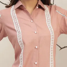 Bani Women Pink Color Collar Neck Casual Tunic With Trouser Co-Ords Set image 2