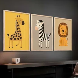 Kotart Brown & Yellow 3 Pieces Wooden Abstract Wall Arts image 2