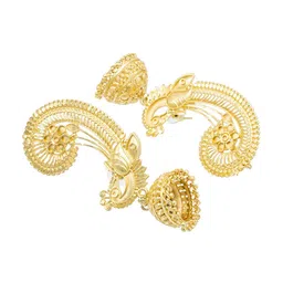 Shining Jewel - By Shivansh Gold-Plated Ghungroo Beaded Dome Shaped Jhumkas image 4