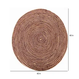 mric Brown Geometric Jute 3 ft x 3 ft Hand Woven Round Carpet image 3