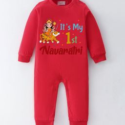 BLUSHES Infants Its My First Navaratri Printed Pure Cotton Romper-picture-18