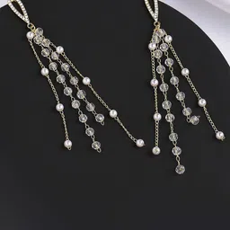 PolluxCraft Gold-Plated Pearls Beaded Contemporary Drop Earrings-image-27