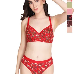 Liigne Pack Of 6 Floral Printed Everyday Padded Bra Pure Cotton Lingerie Sets-picture-19