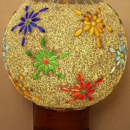 1ST TIME Pack Of 2 White & Multicoloured Glass Traditional Spherical Shaped Wall Lamp image 3