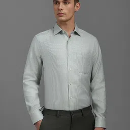 Louis Philippe Men Classic Fit Spread Collar Textured Cotton Formal Shirt-image-41