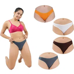 ORLIZEA Pack of 4 Women Low-Rise Cotton Blend Thongs-picture-14