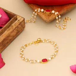Ruby Raang Gold-Plated Kundan Anklet image 3