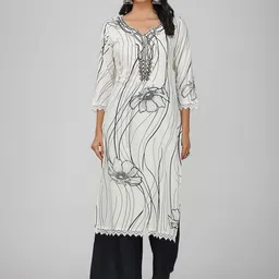 Charitra Women Floral Printed Regular Kurti with Palazzos & With Dupatta-image-2