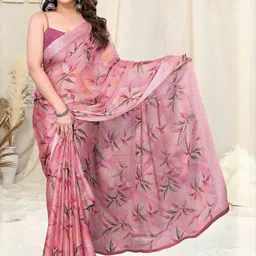 KALINI Peach Poly Chiffon Printed Ready to Wear Sarees-picture-18