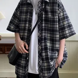 StyleCast x Revolte Checked Cutaway Collar Boxy Shirt image 4