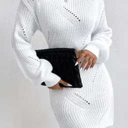 Mast & Harbour Women Ribbed Self Design Long Sleeve Longline Sweater-picture-5