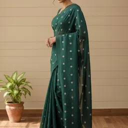 Brynbrit Floral Embroidered Pure Cotton Khadi Saree-picture-13