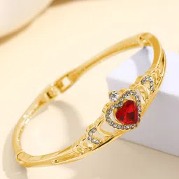 Shining Diva Fashion Gold-Plated Crystals And Stones Studded Bangle-Style Bracelet-image-37