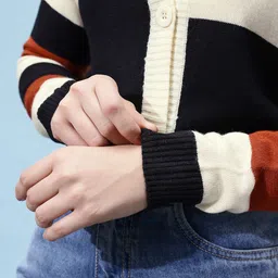 glitchez Colorblocked Oversized Crop Cardigan image 3