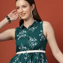 routes by all about you all about you Women Floral Print Shirt Collar Sleeveless Shirt Style Midi Dress image 5