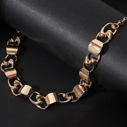 SOHI Gold-Plated The SwirlBlock-Link Chain Necklace-picture-29